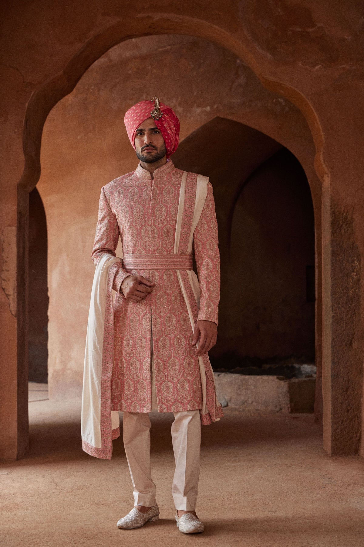 Coral Sherwani Set