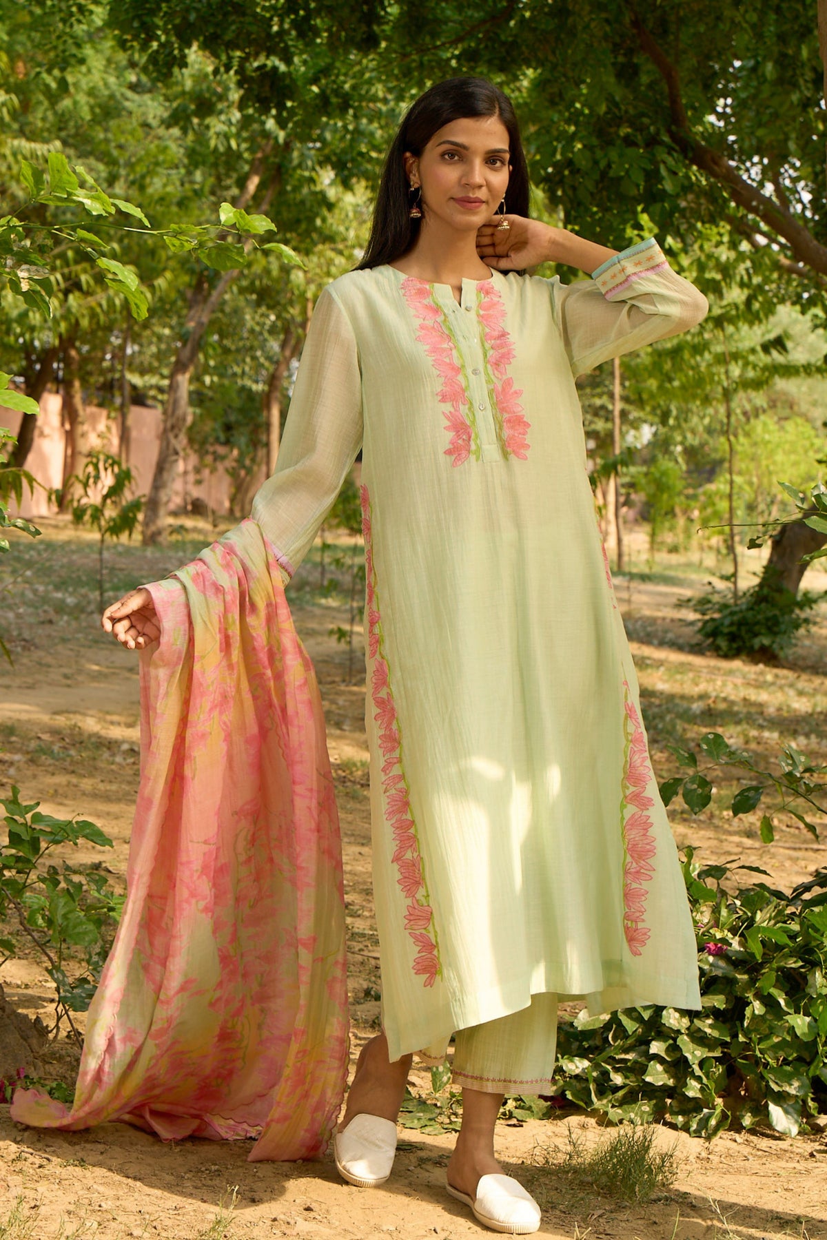 Light Green Kurta Set With Dupatta