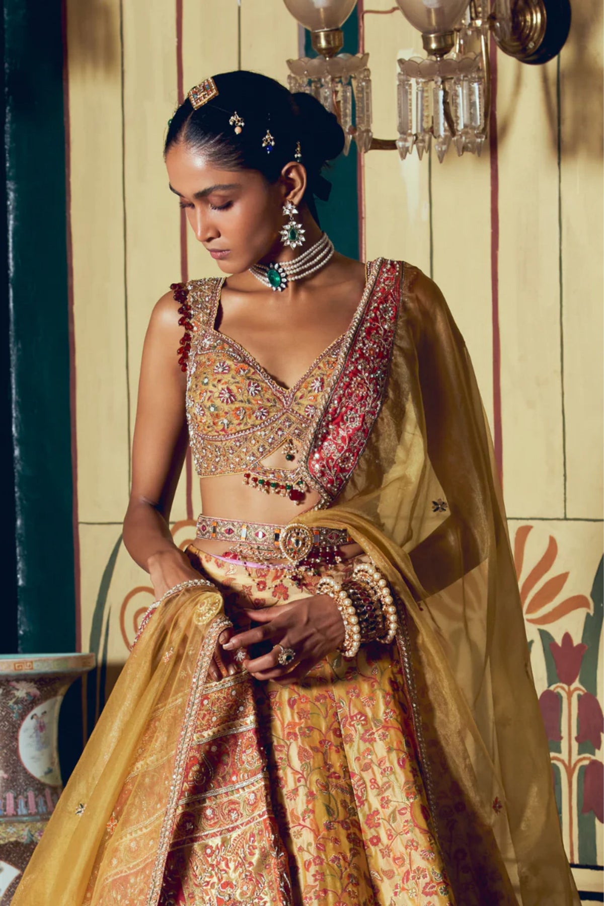 Yellow Banarasi Lehenga Set