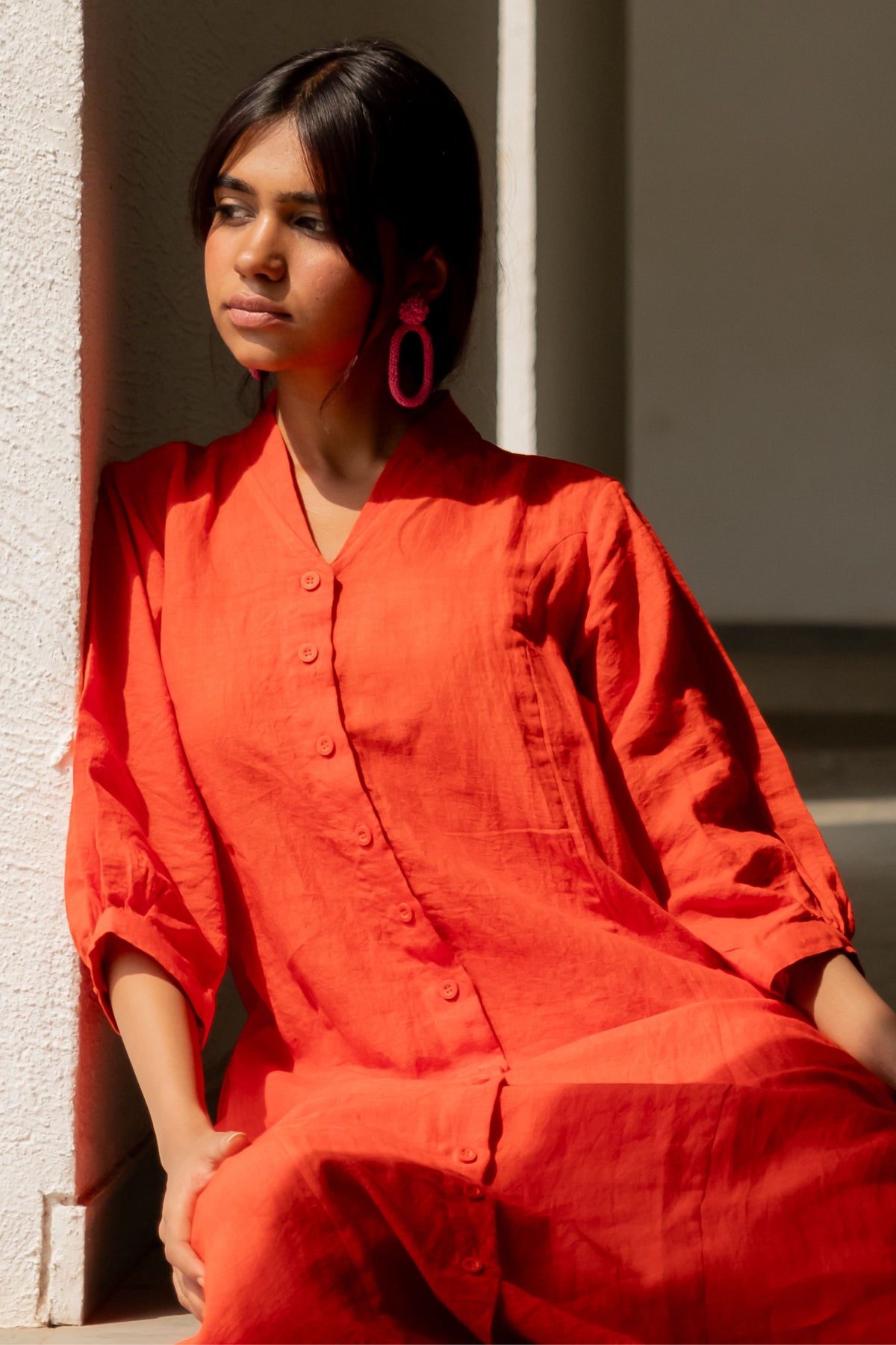 Scarlet Button Down Kurta