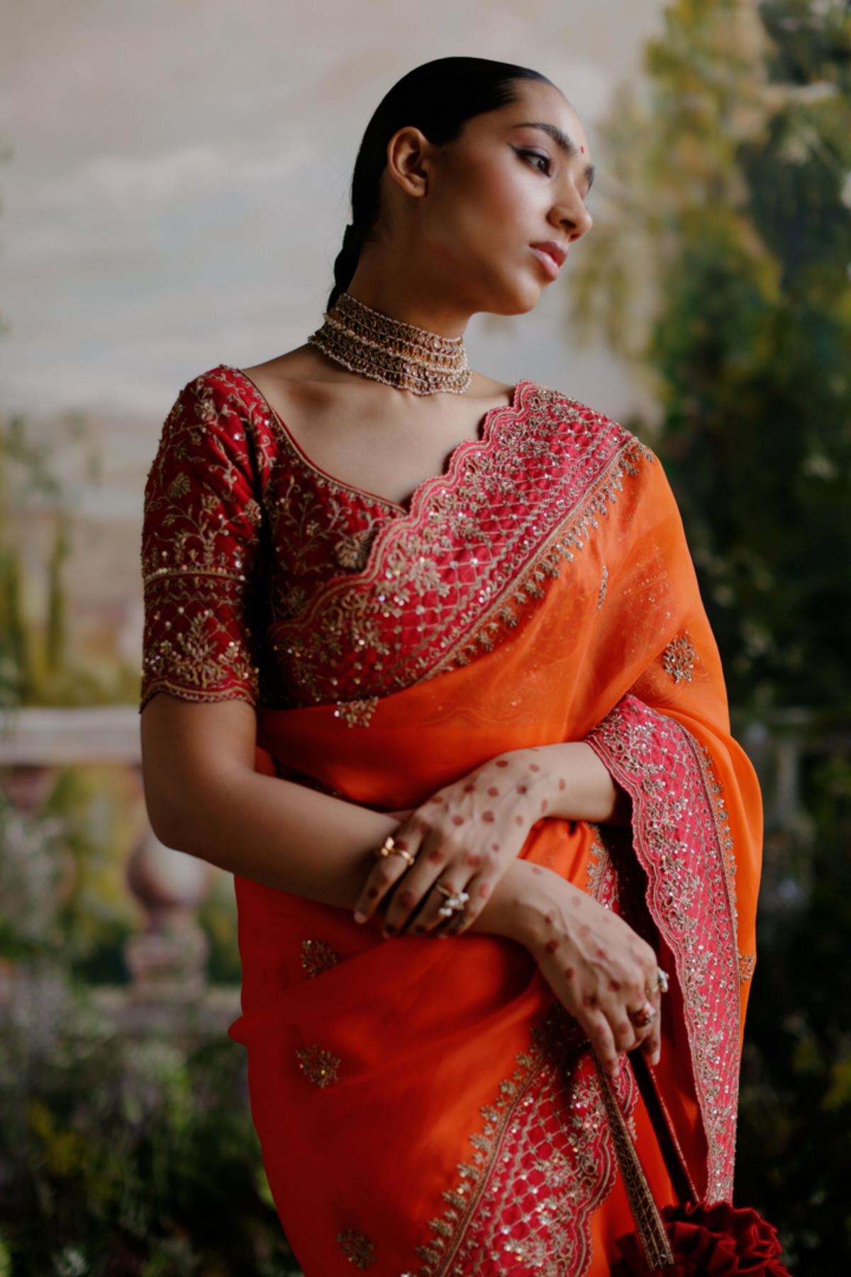 Orange Saree Set