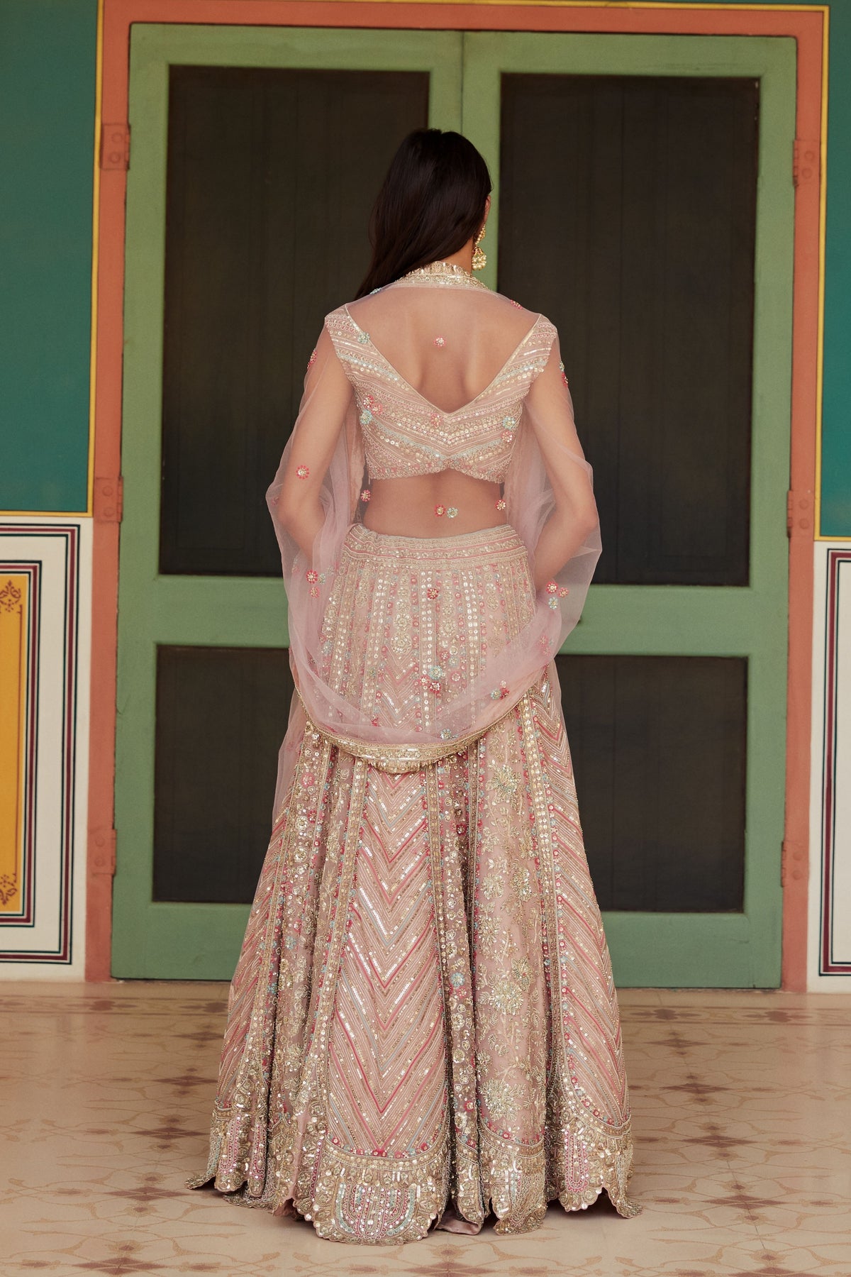 Sepia rose embroidered lehenga set