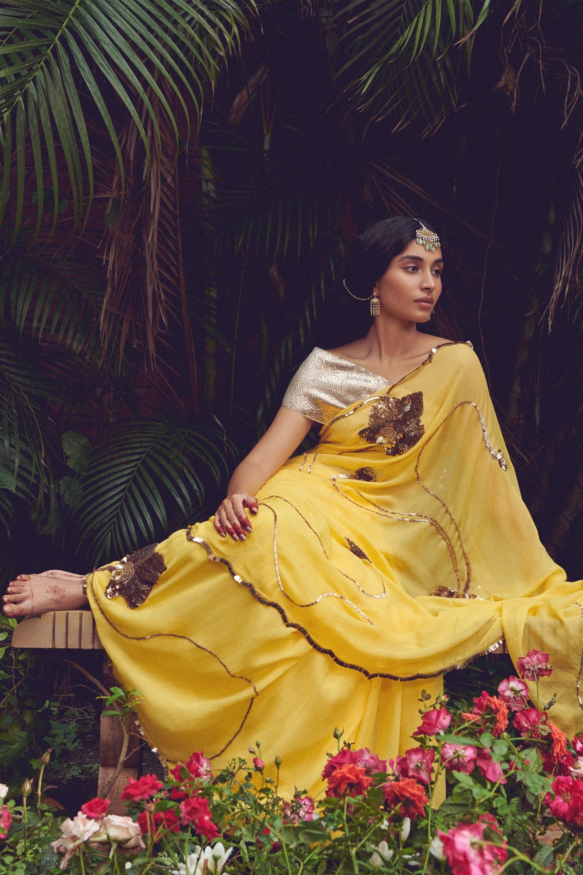 Yellow Brahmini Saree