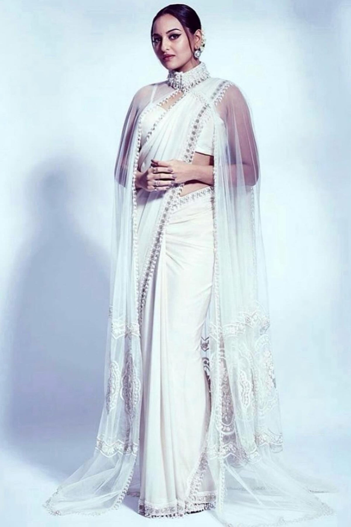 White Saree Set