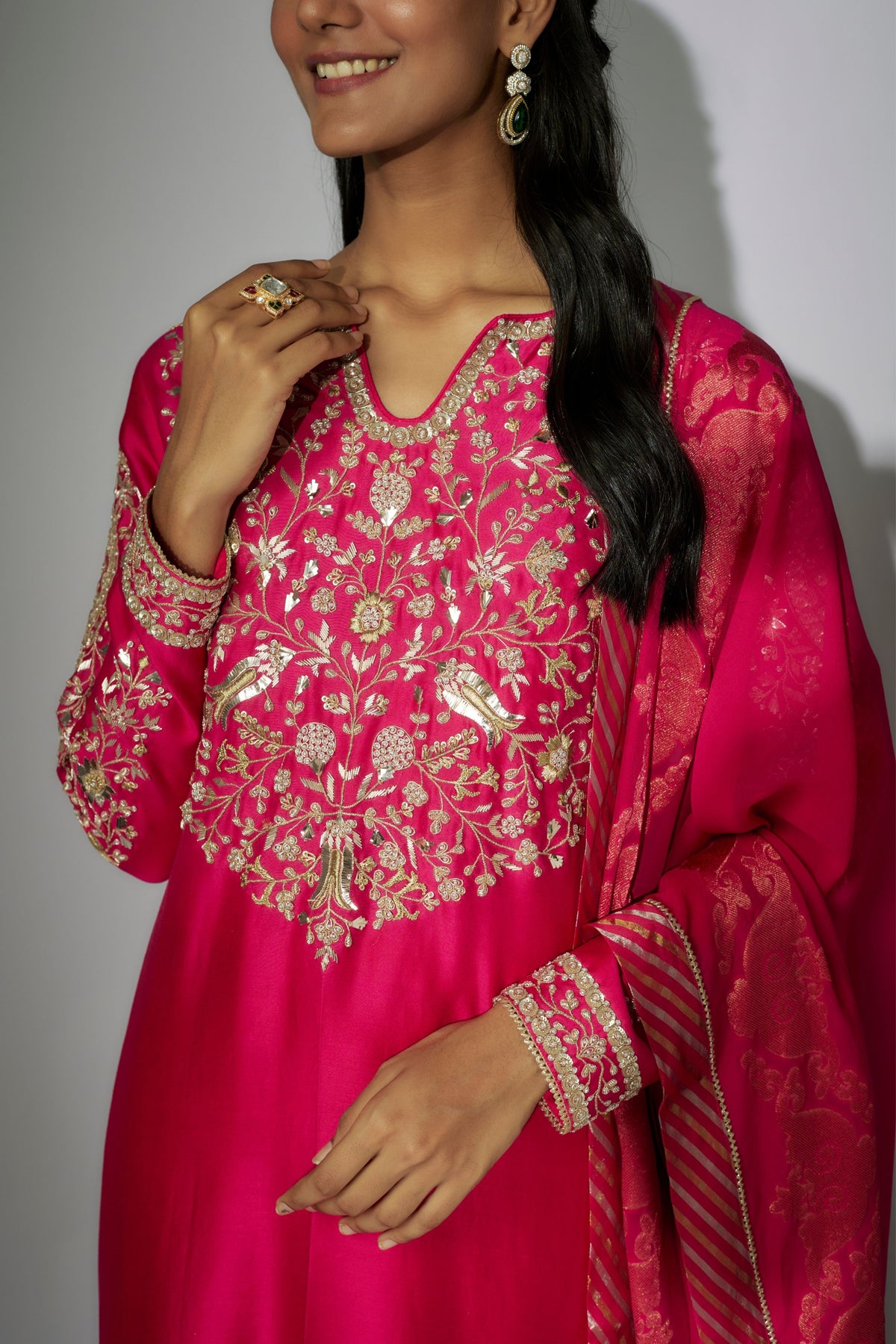 Hot Pink Embroidered Sharara Set