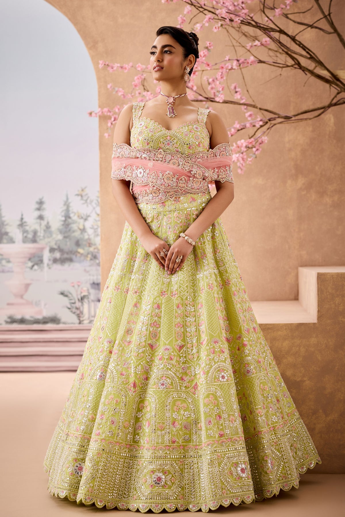 Shbr Lime Green Lehenga Set