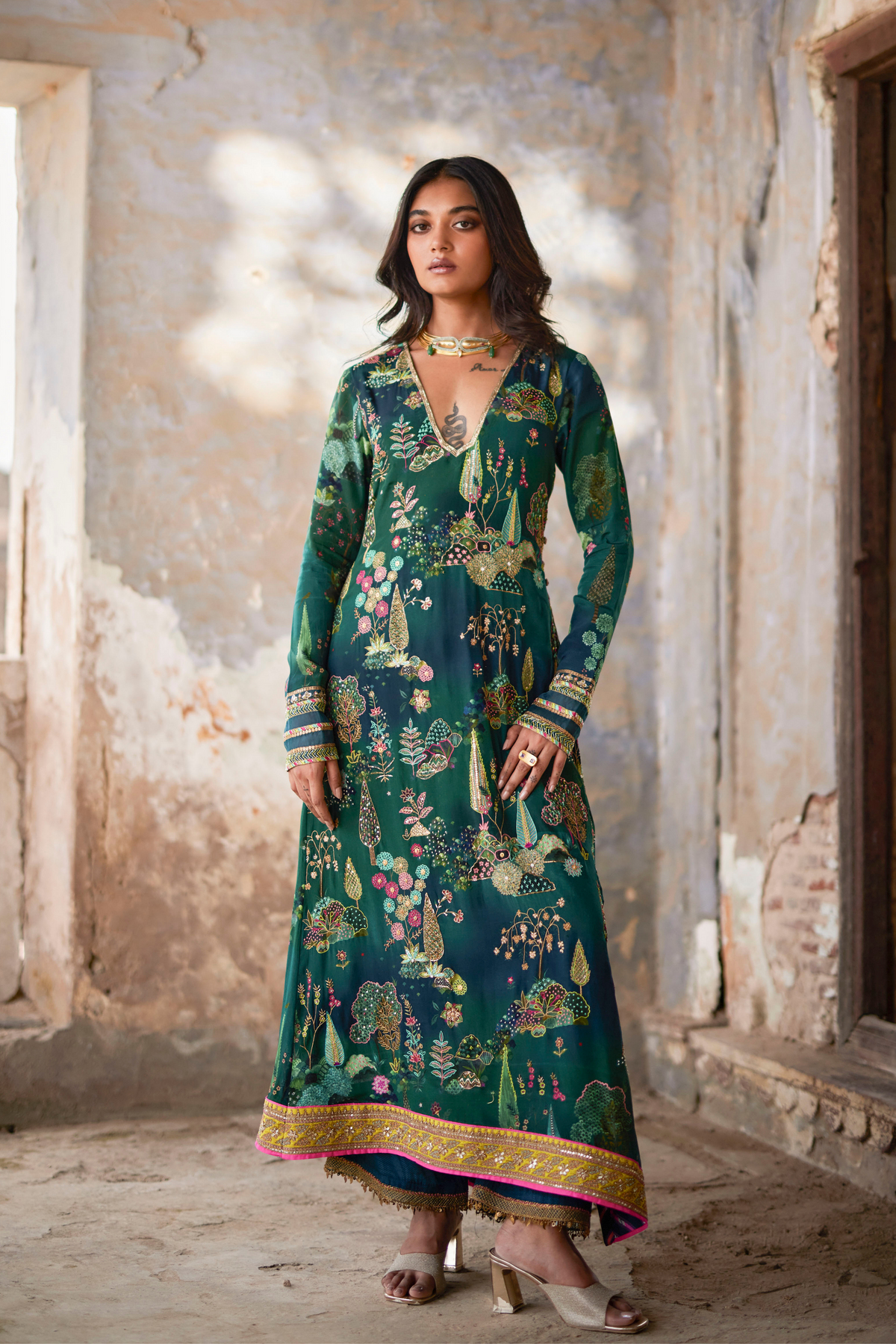 Nadira Teal Kurta Set