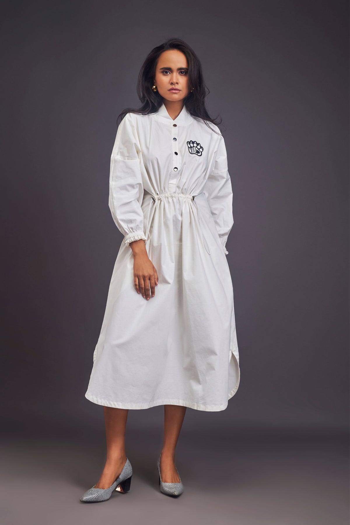 Oversized Ruched White Dress