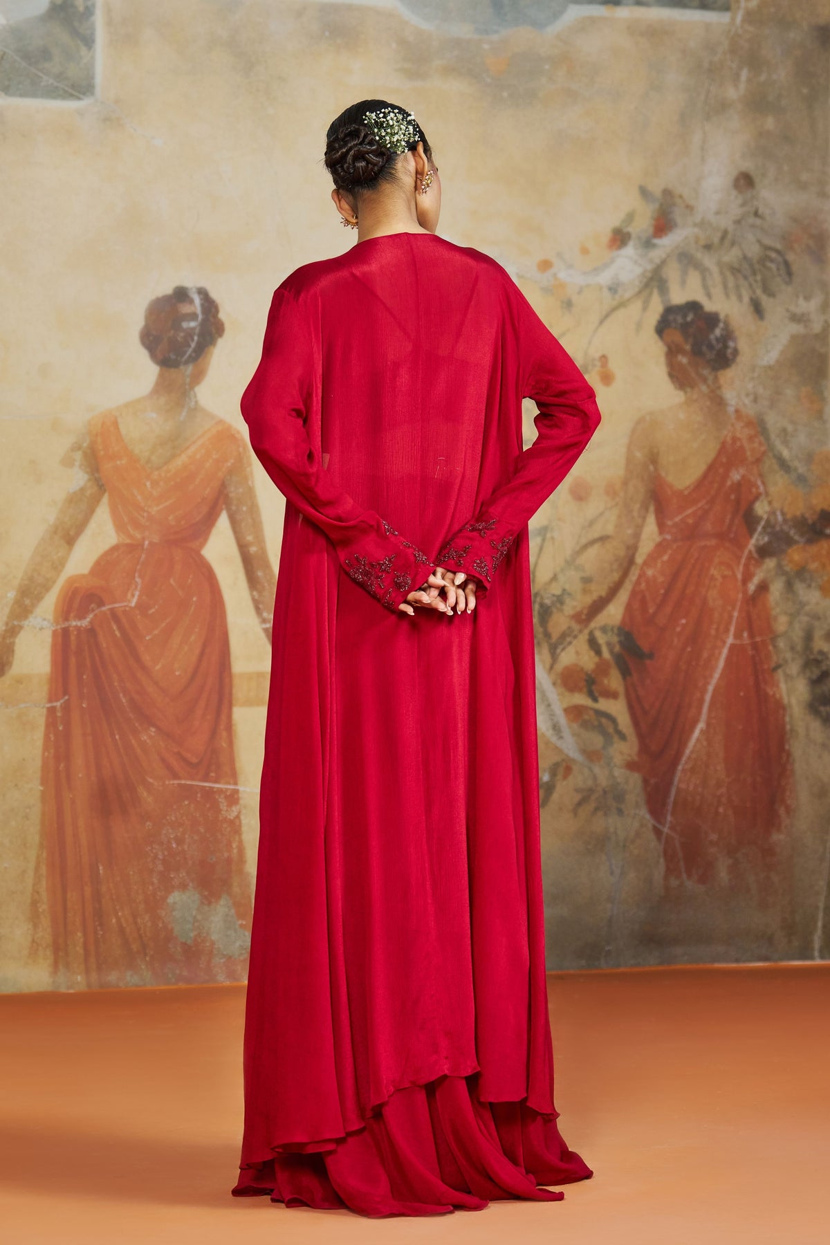 Red Cape Sharara Set