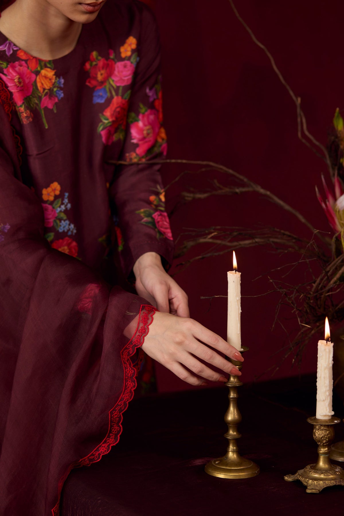 Ethereal Burgundy Dupatta