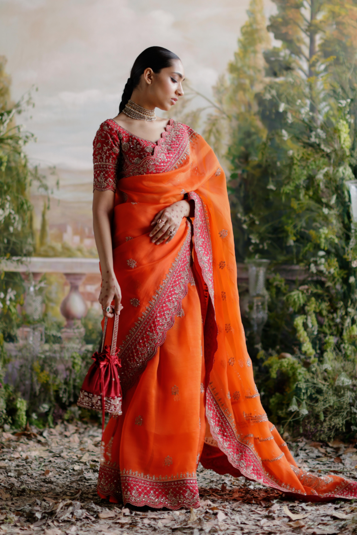 Orange Saree Set