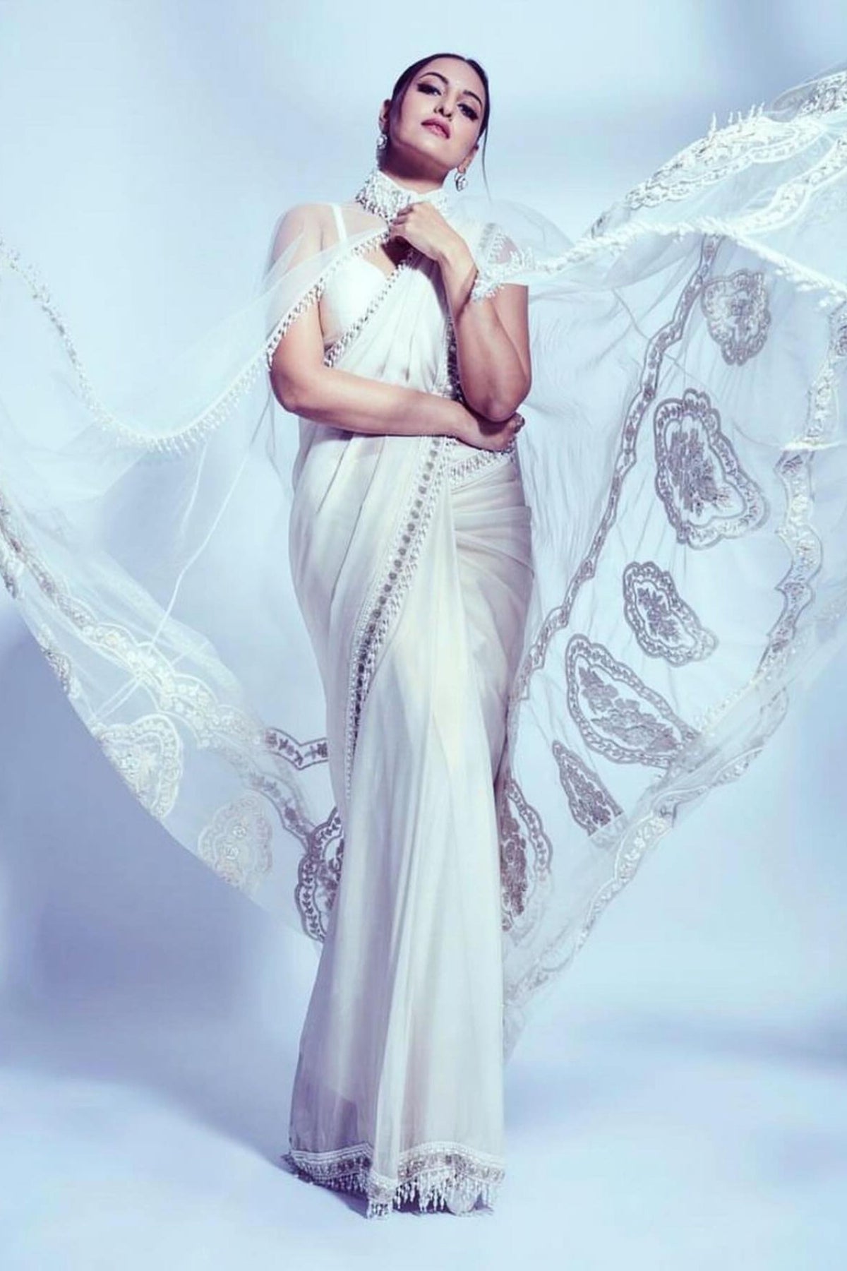 White Saree Set