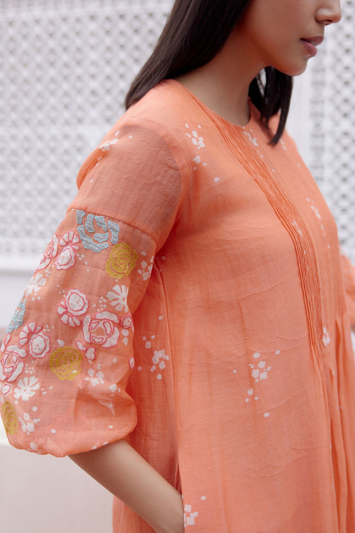 Tangerine Embroidered Dress