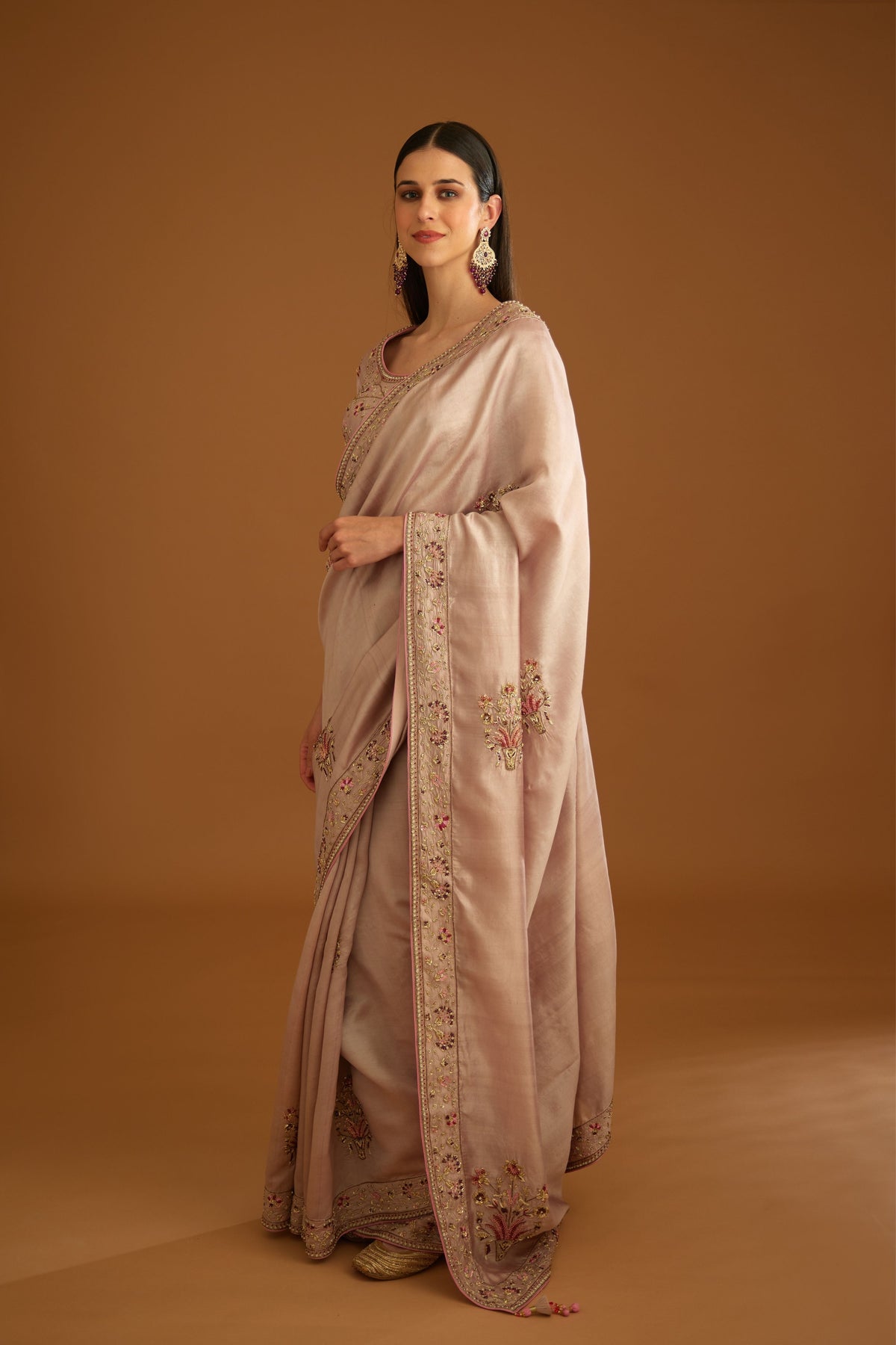 Whisper pink Saree set