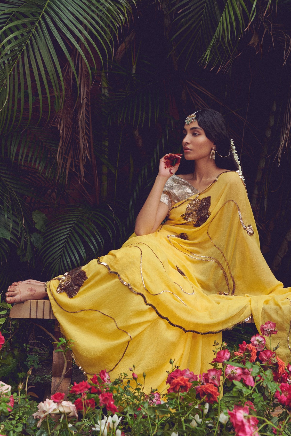 Yellow Brahmini Saree