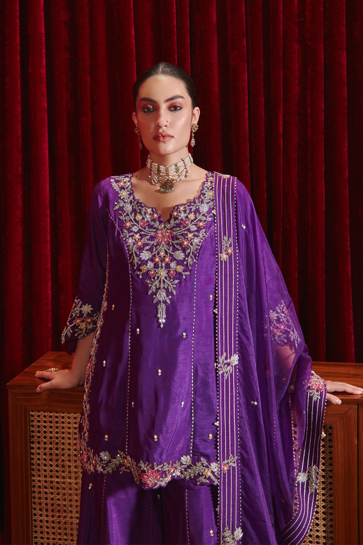 Purple Manu Sharara Set