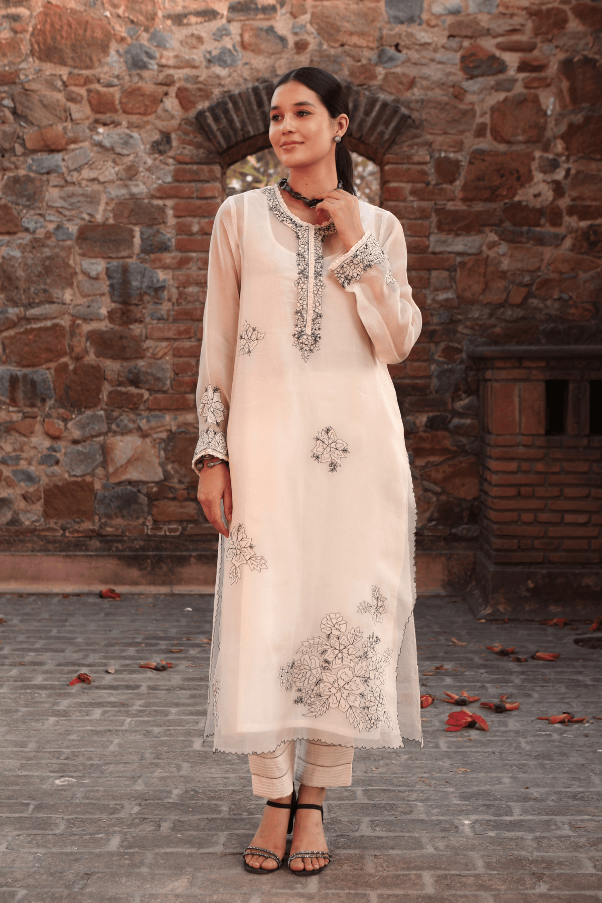 Ivory Embroidered Kurta Set