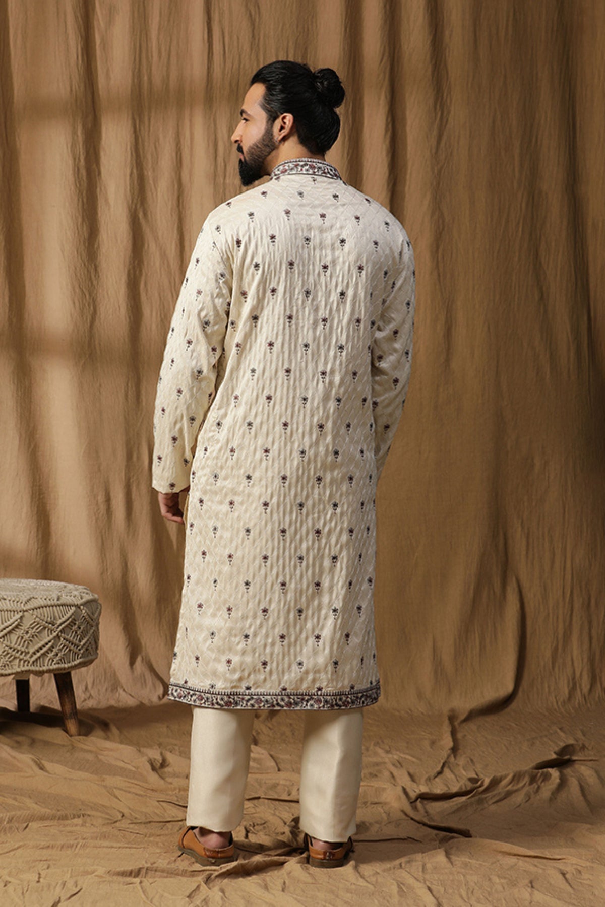 Off White Silk  Kurta Set