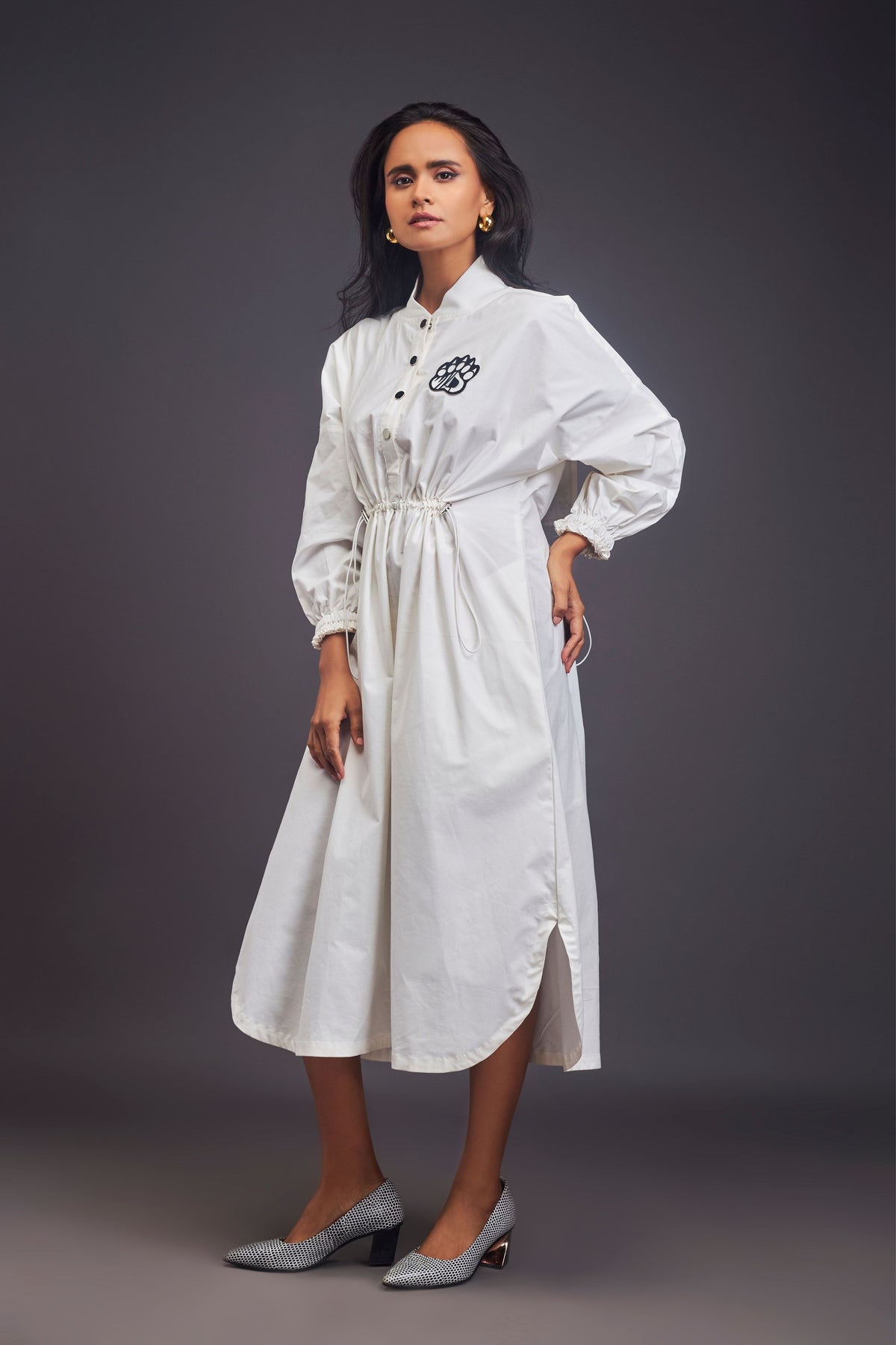 Oversized Ruched White Dress