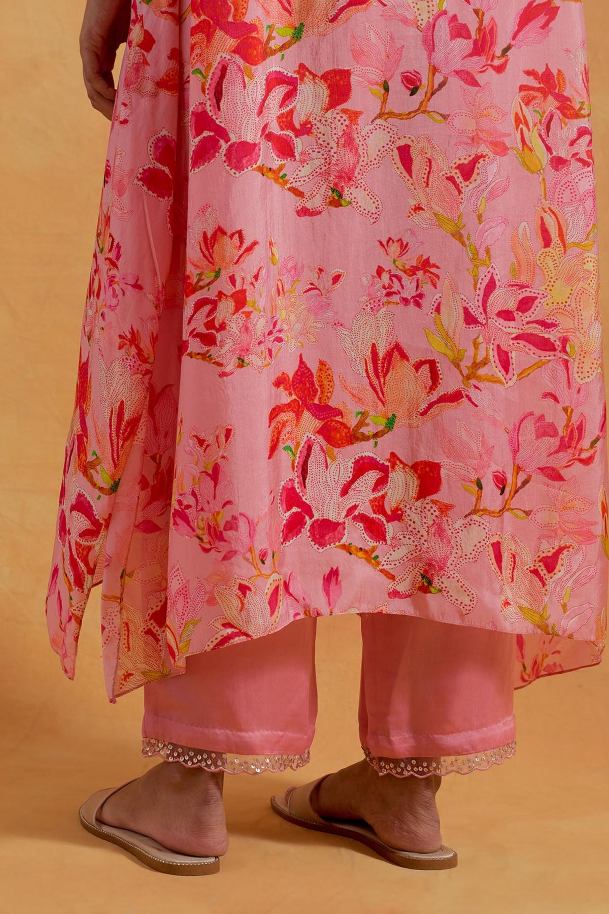 Peach Printed Kurta Set