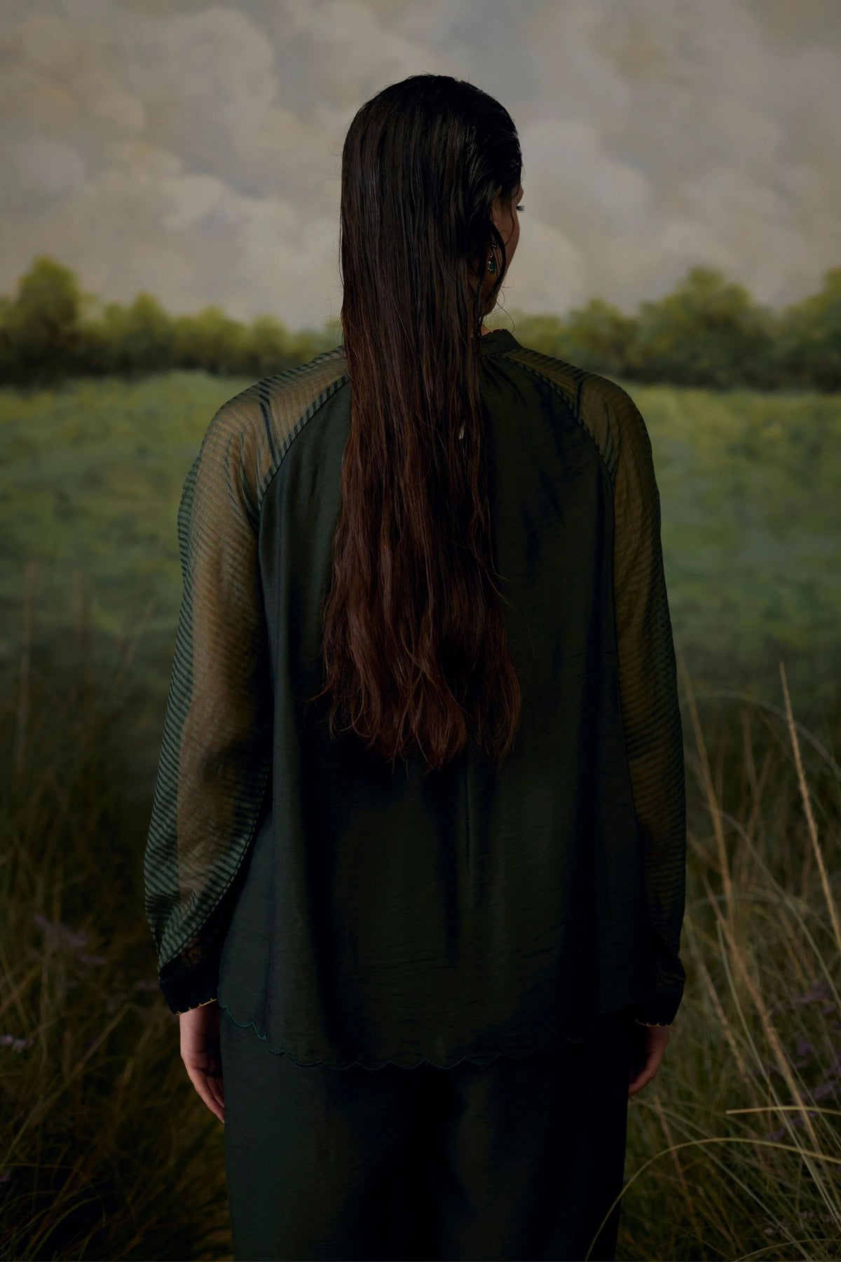 Forest Green Smocked Top