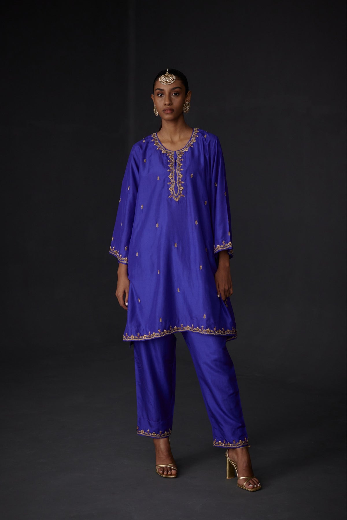 Short Embroidered Tunic &amp; Trouser Set