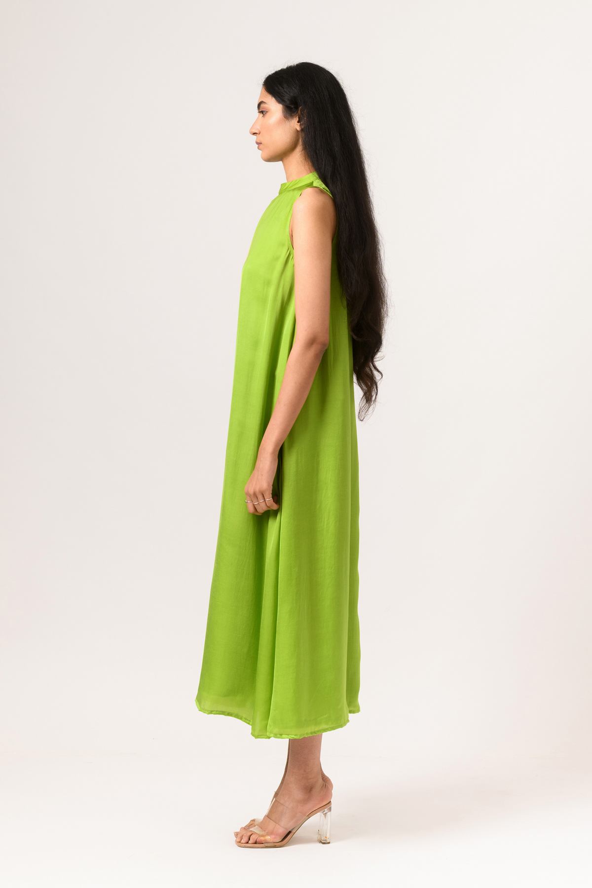 Ecru green halter neck dress