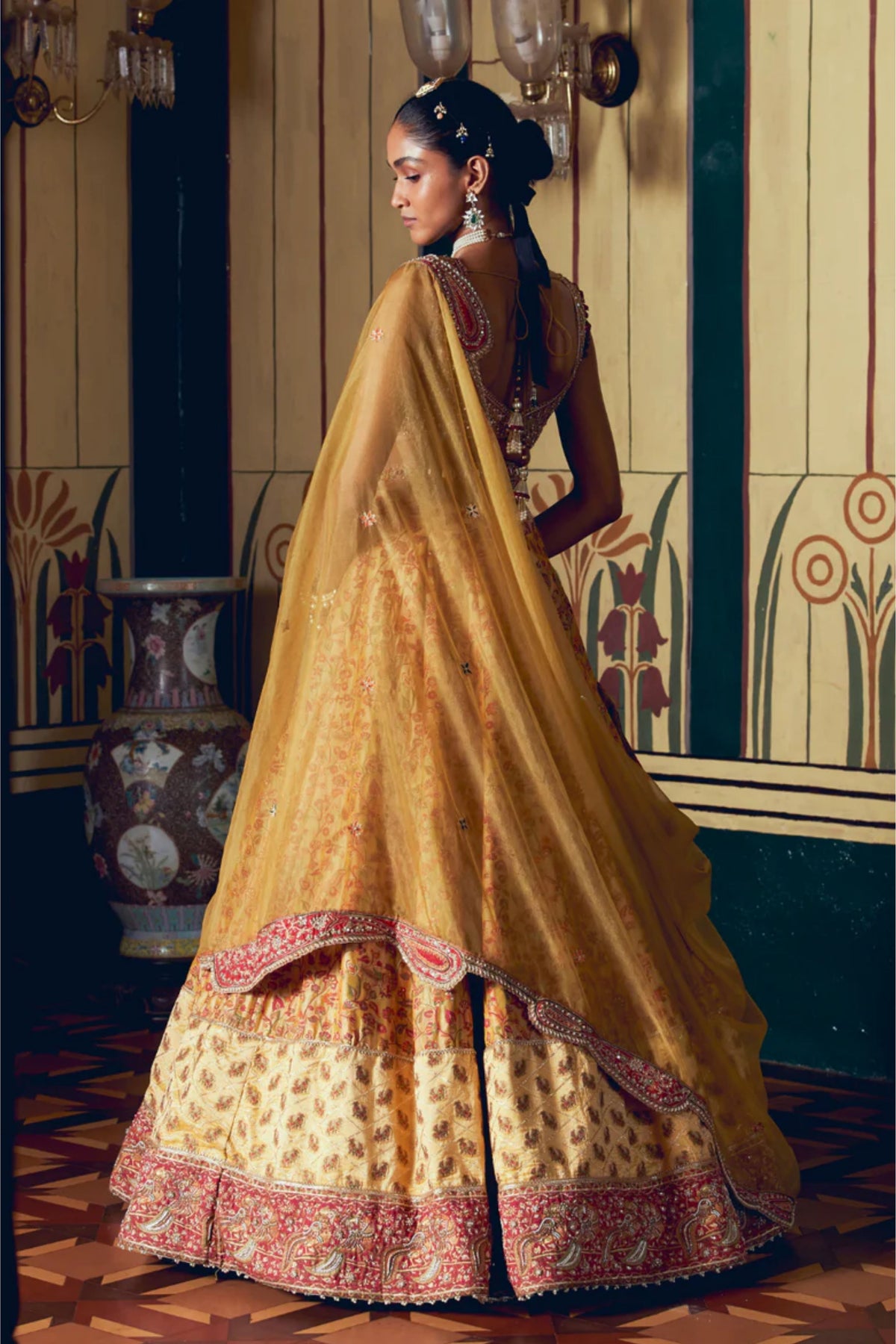 Yellow Banarasi Lehenga Set