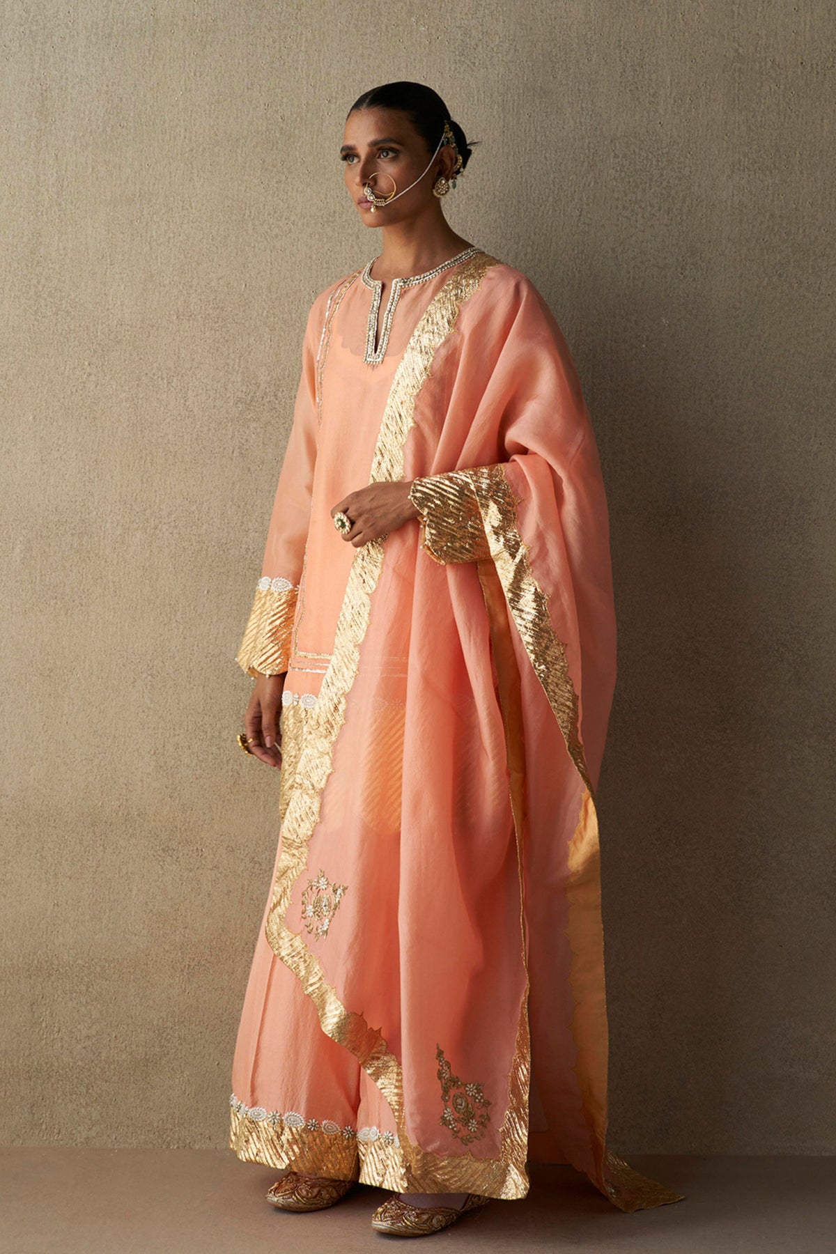 Indira Coral Sharara Set