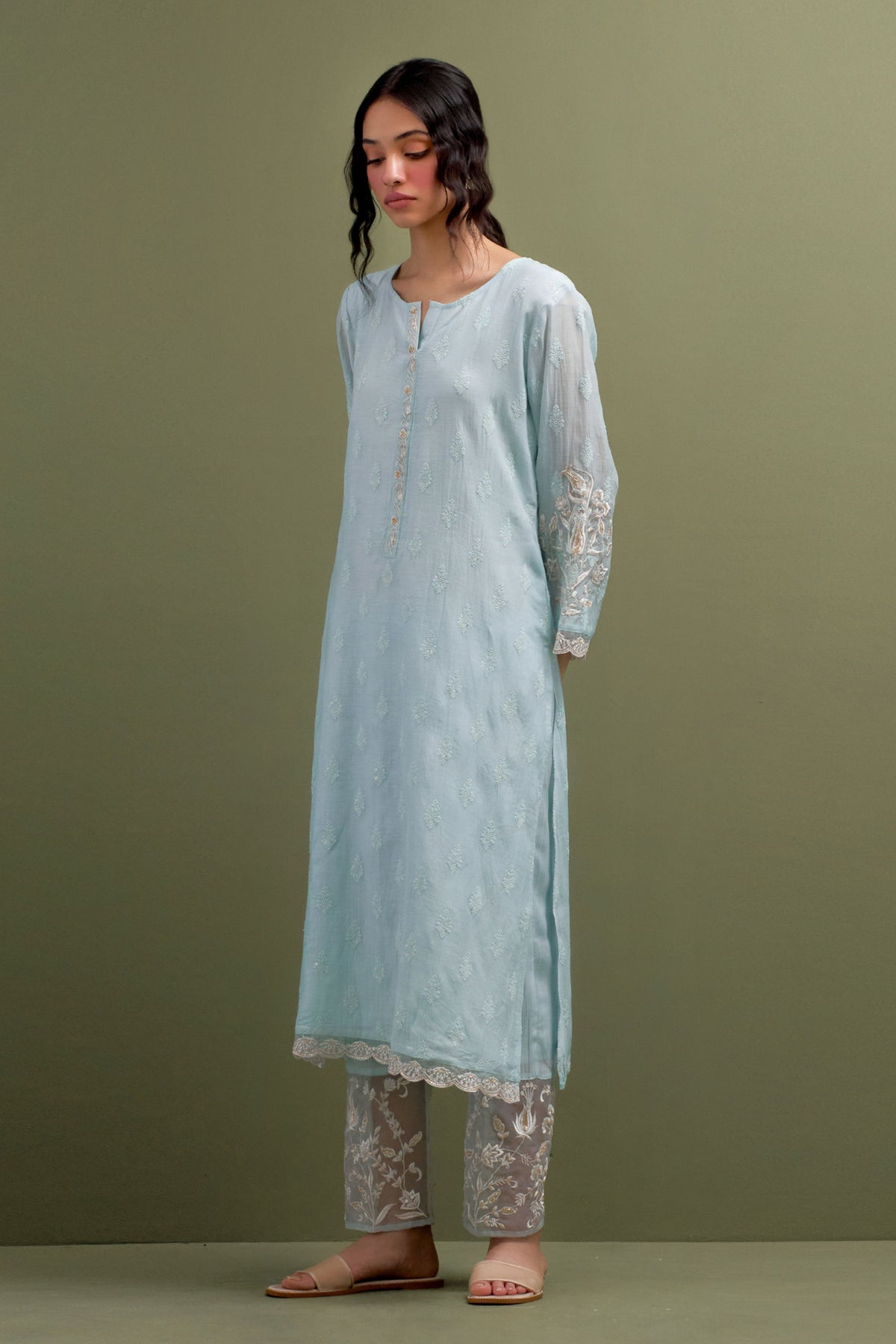 Blue Embroidered Kurta Set