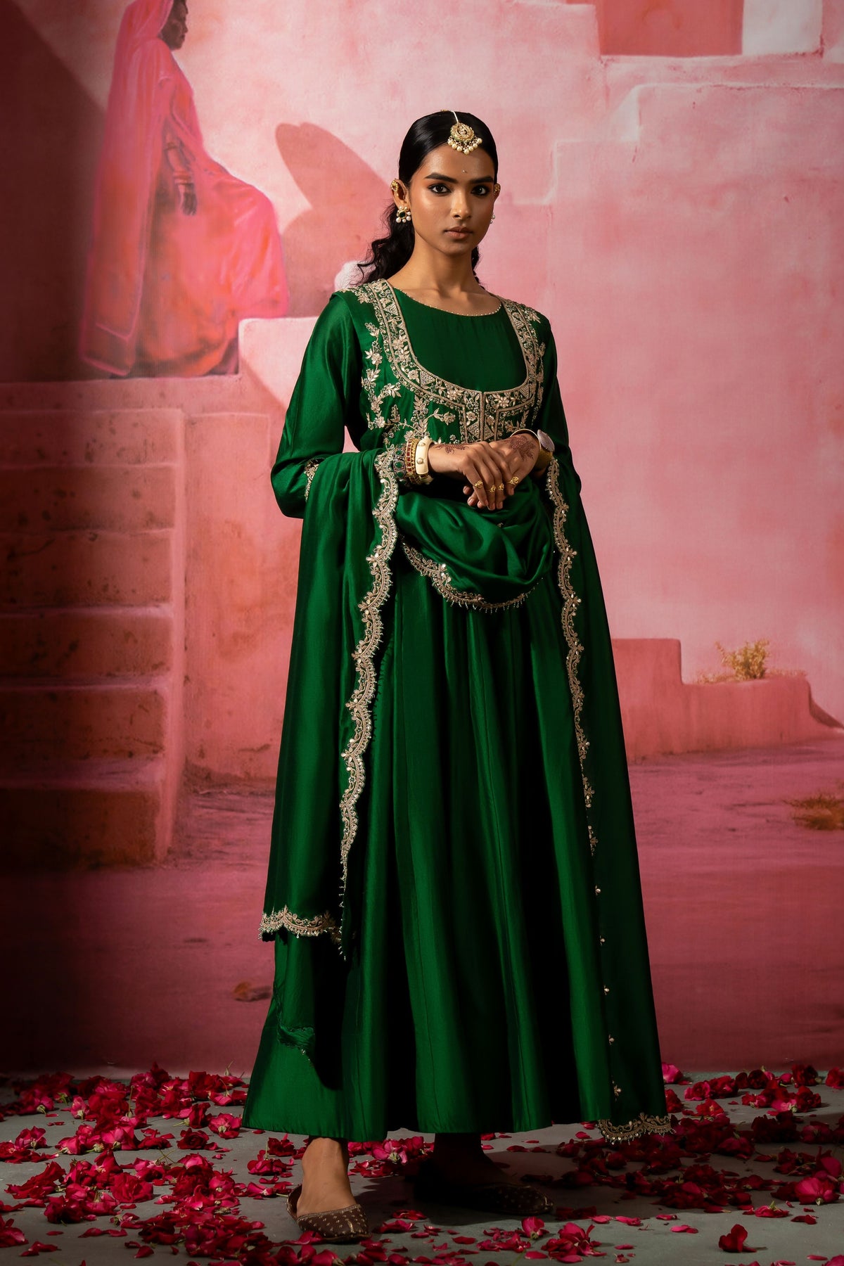 Green Jodha Jacket Anarkali