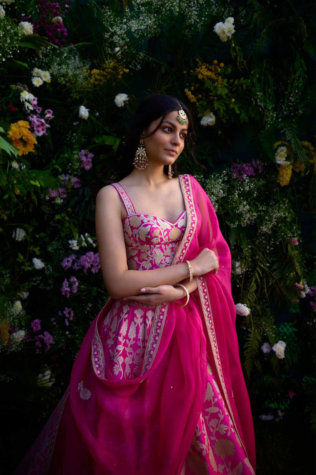 Embroidered Fuschia Pink Lehenga Set