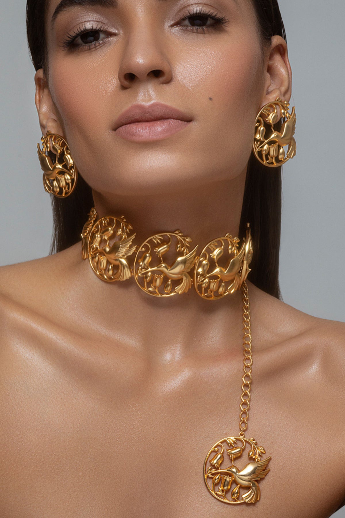 Matte gold piece of paradise earrings