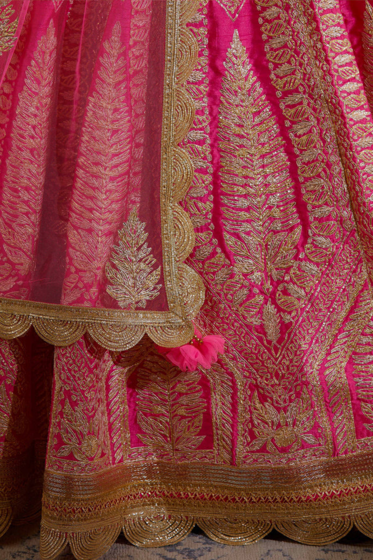 Gota embroidered lehenga in pink