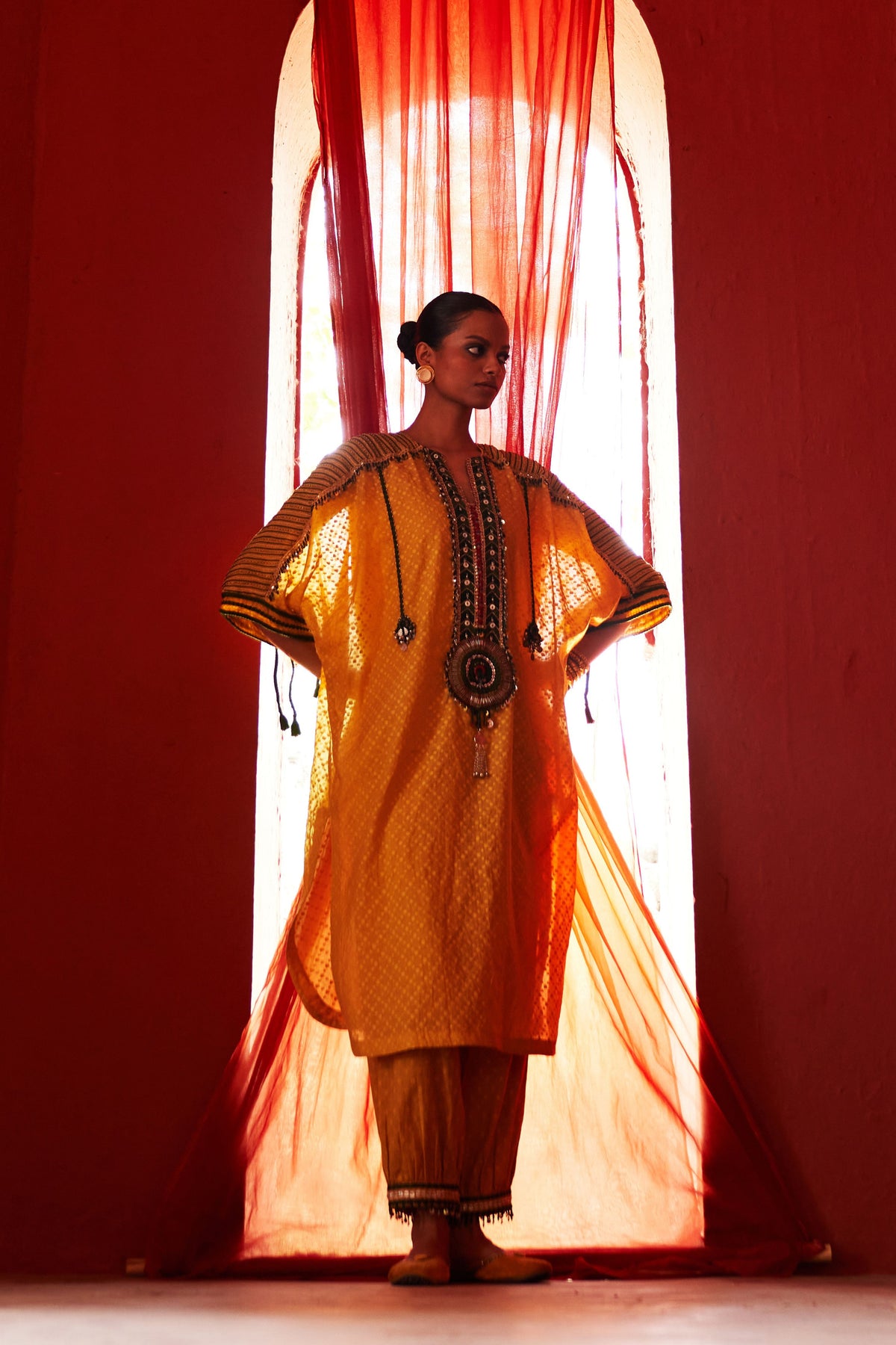 Mustard Kaftan Set