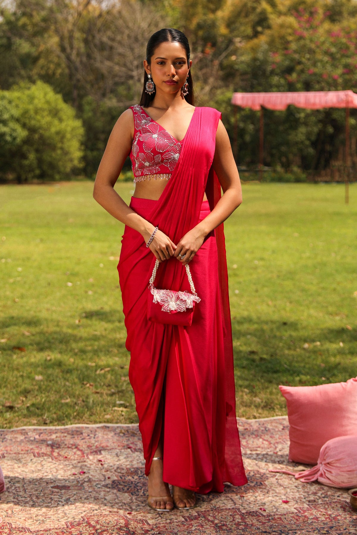 Piyari Rani Pink Drape Saree