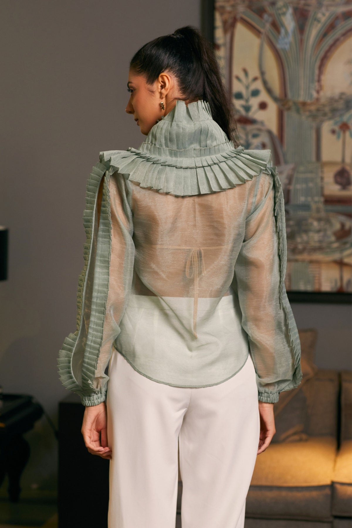 Moss Victorian Pleated Shirt