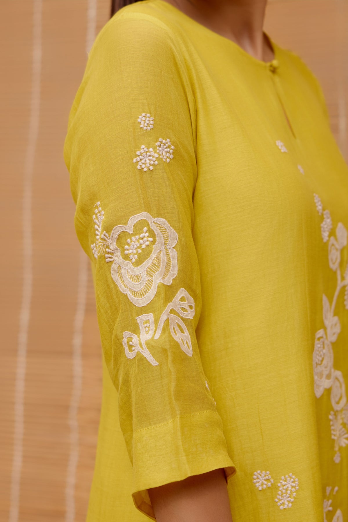 Citrine Floral Applique  Kurta Set