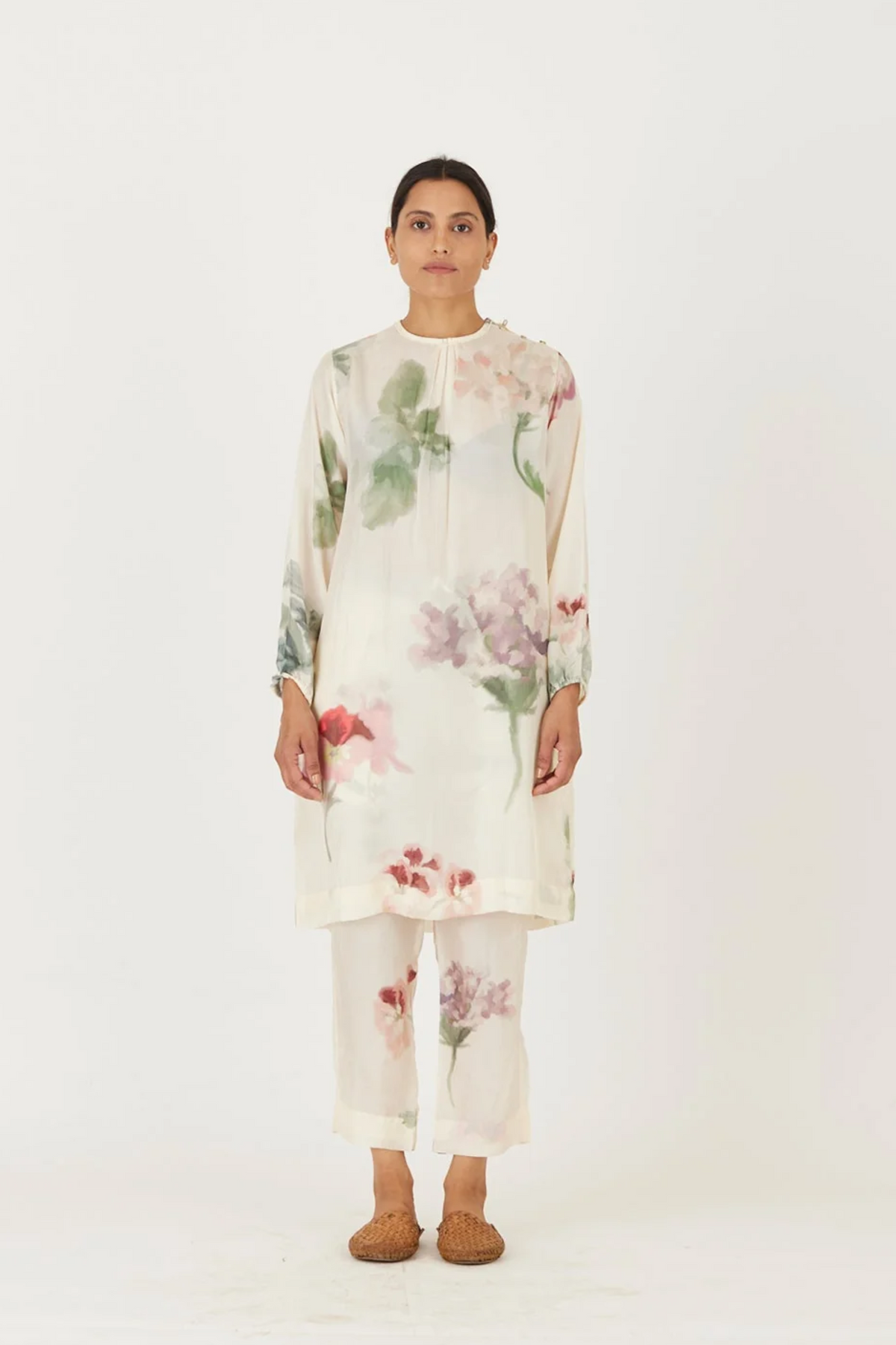 Juliet White Silk Tunic Set