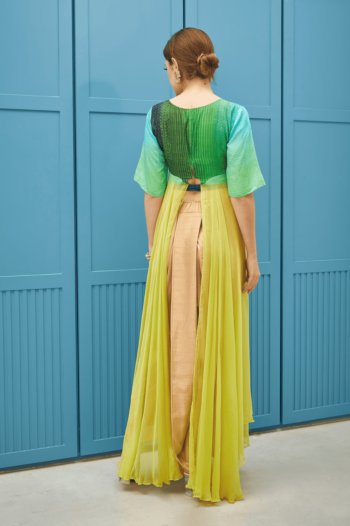 Crop Top With  Dhoti Pant Set