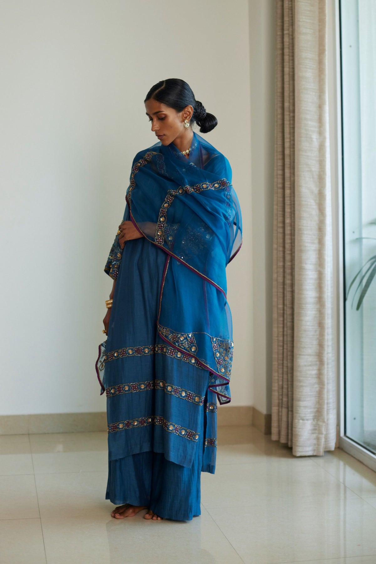 Blue Rekha Kurta Set