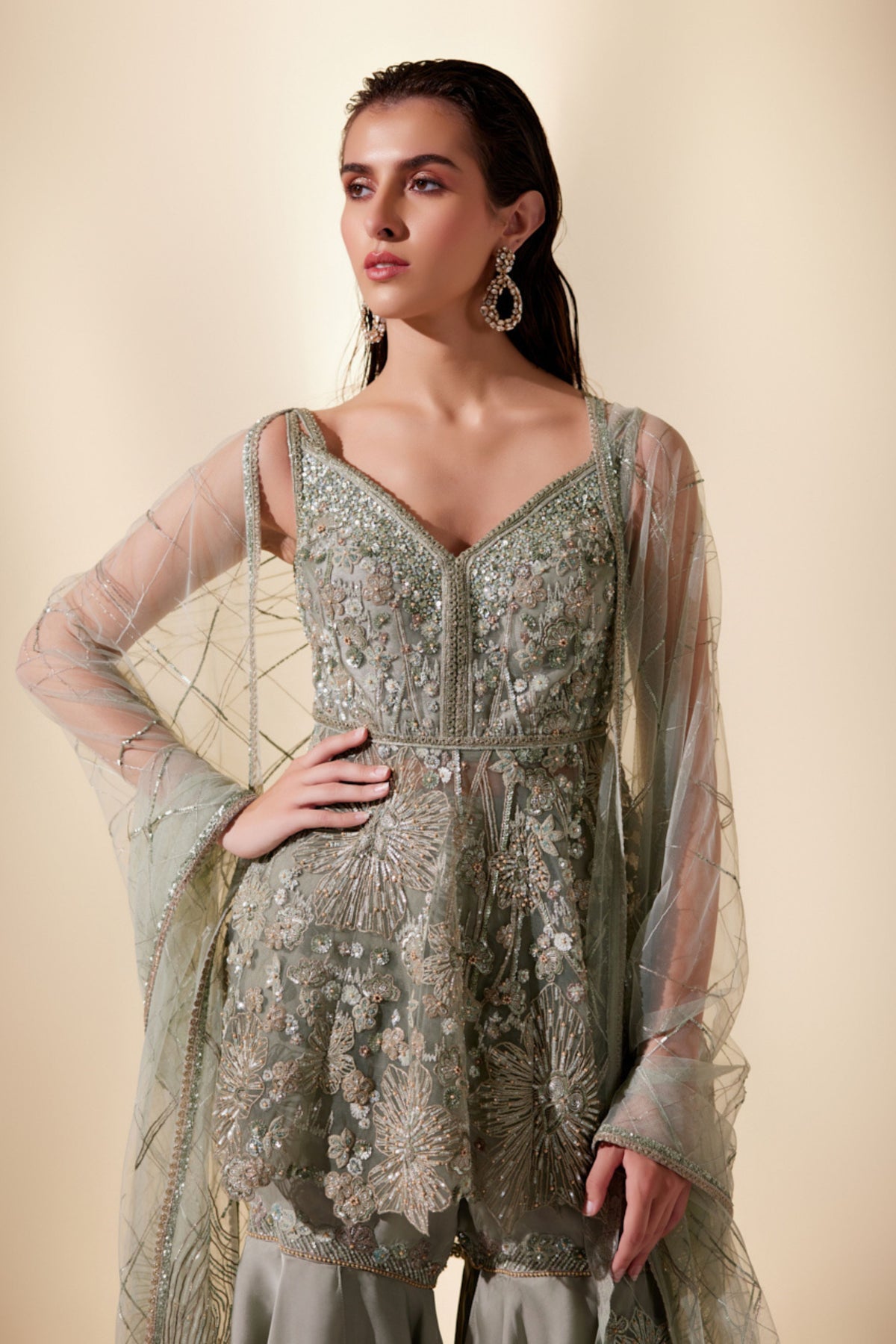 Enchanted Mint Sharara Set