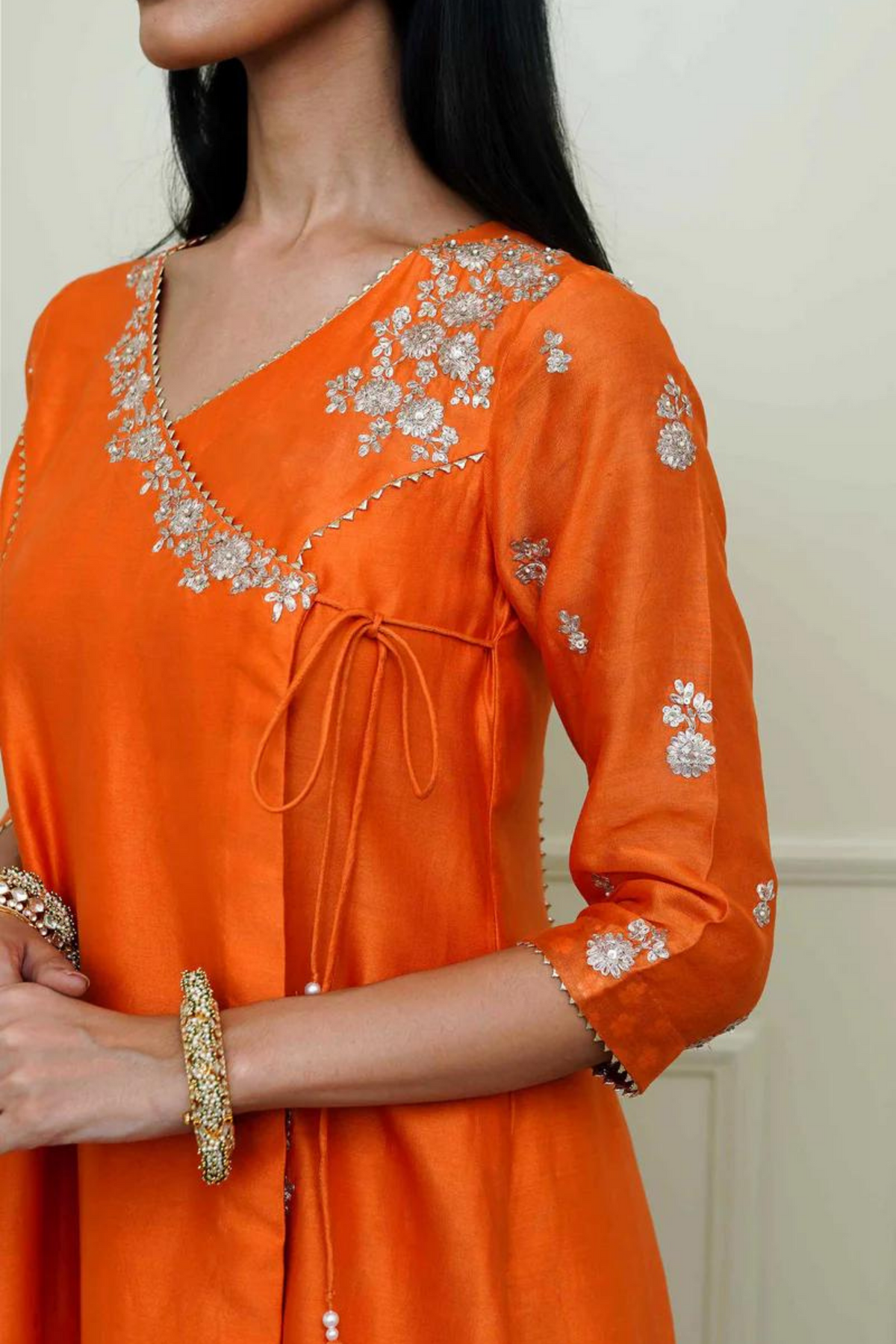 Pumpkin orange- shafira angrakha set