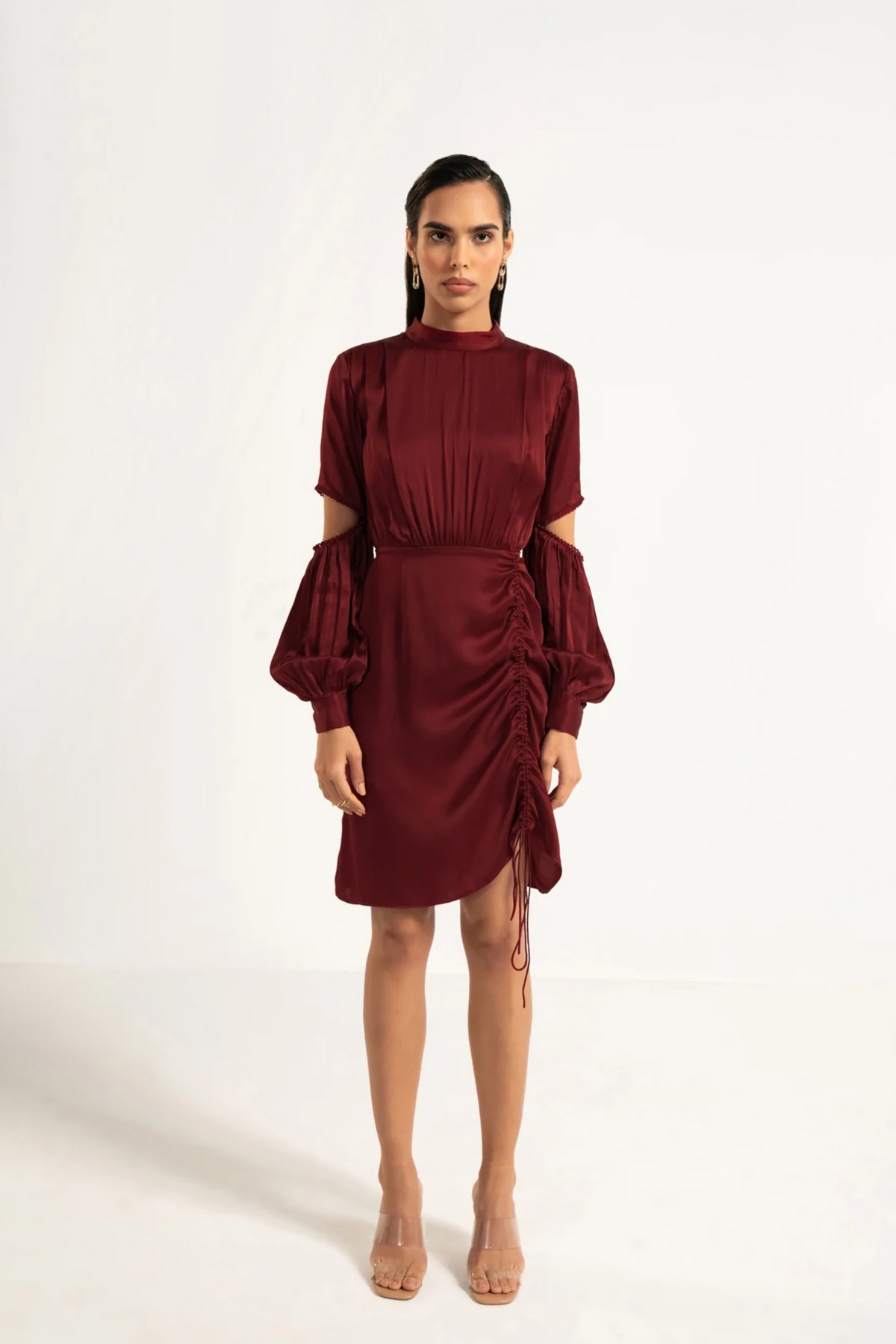 Ruby Silk Drawstring Dress