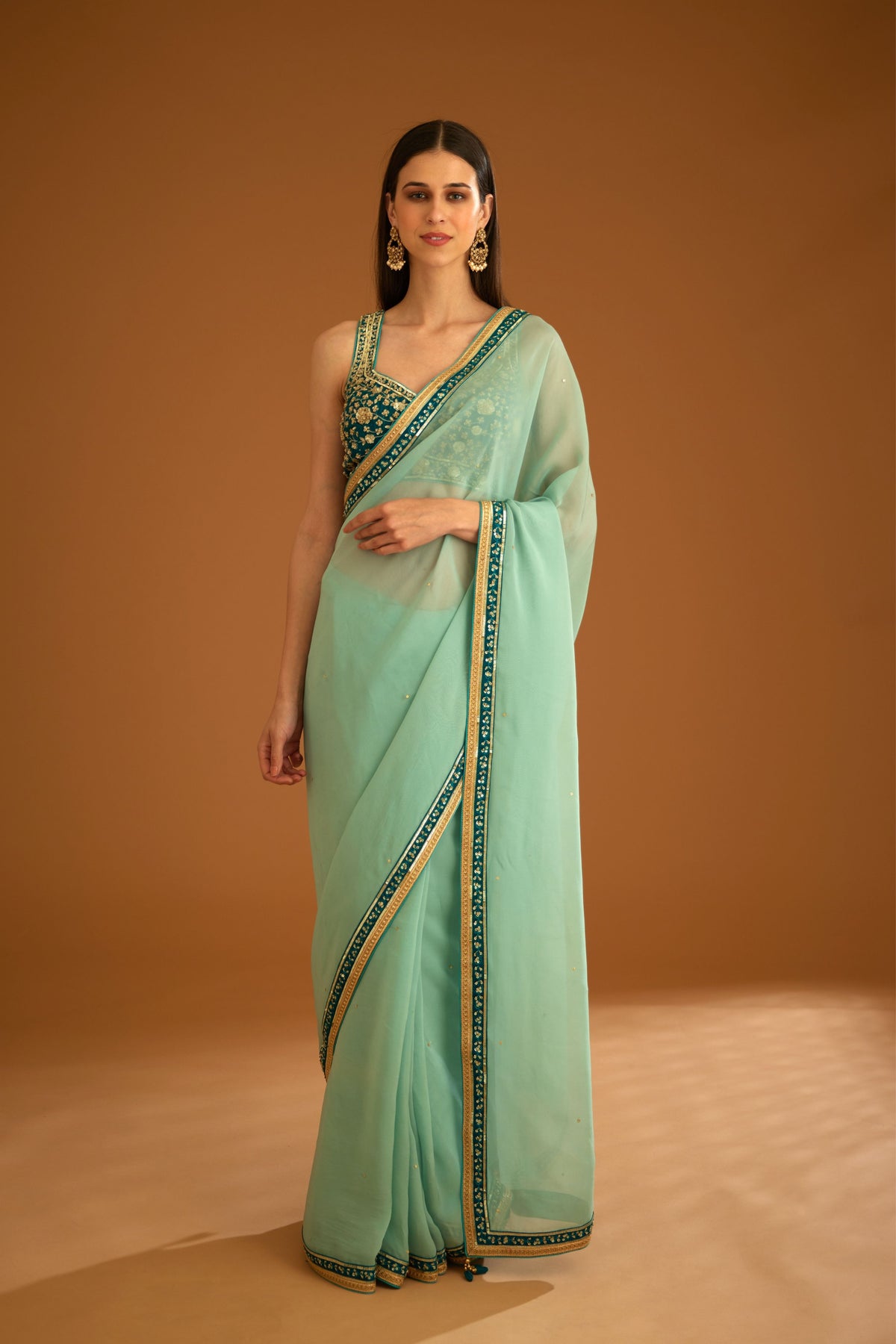 Opal green Saree set