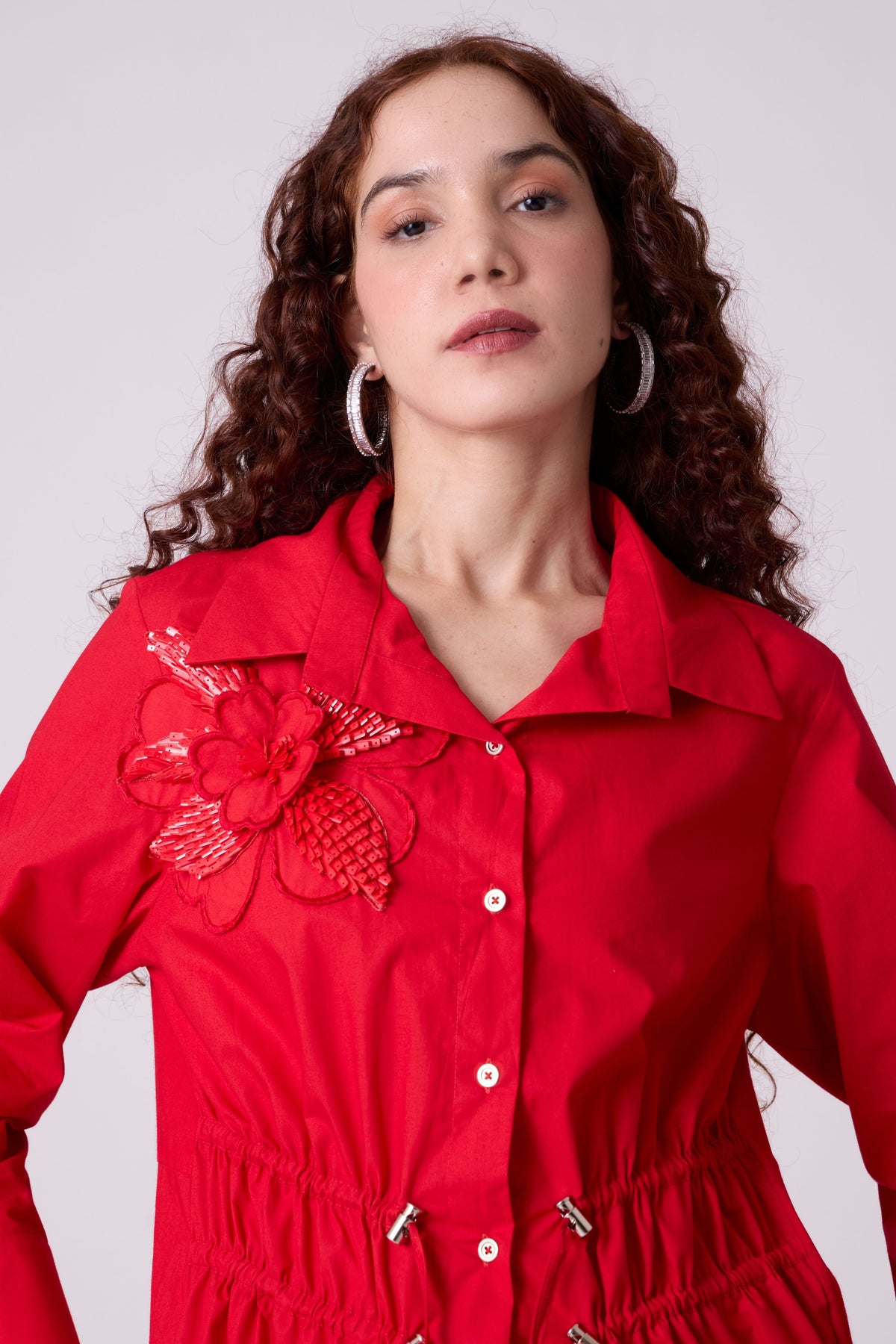 Miles Applique Paprika Red Dress