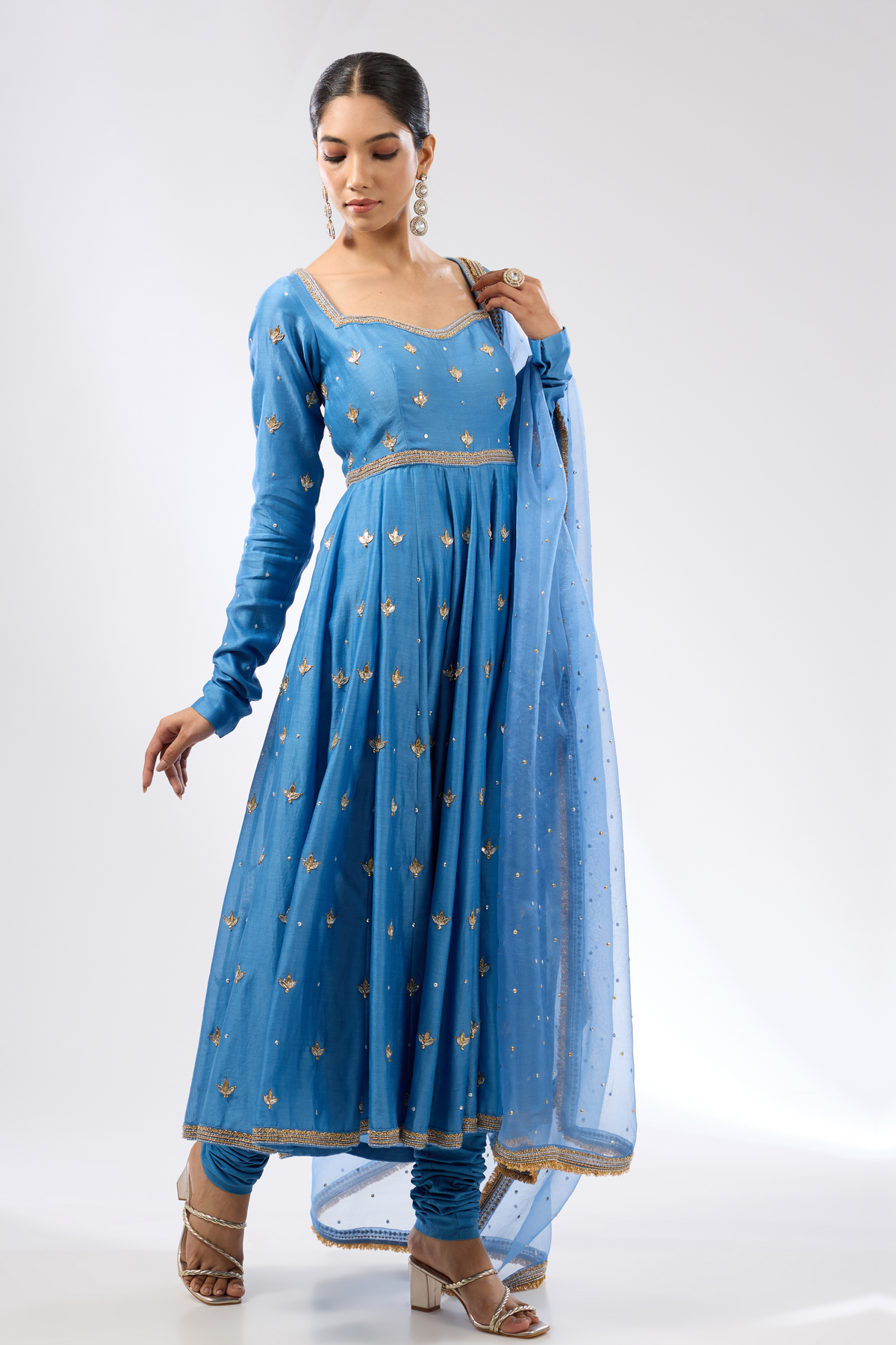 Gota Patti Blue Anarkali Set