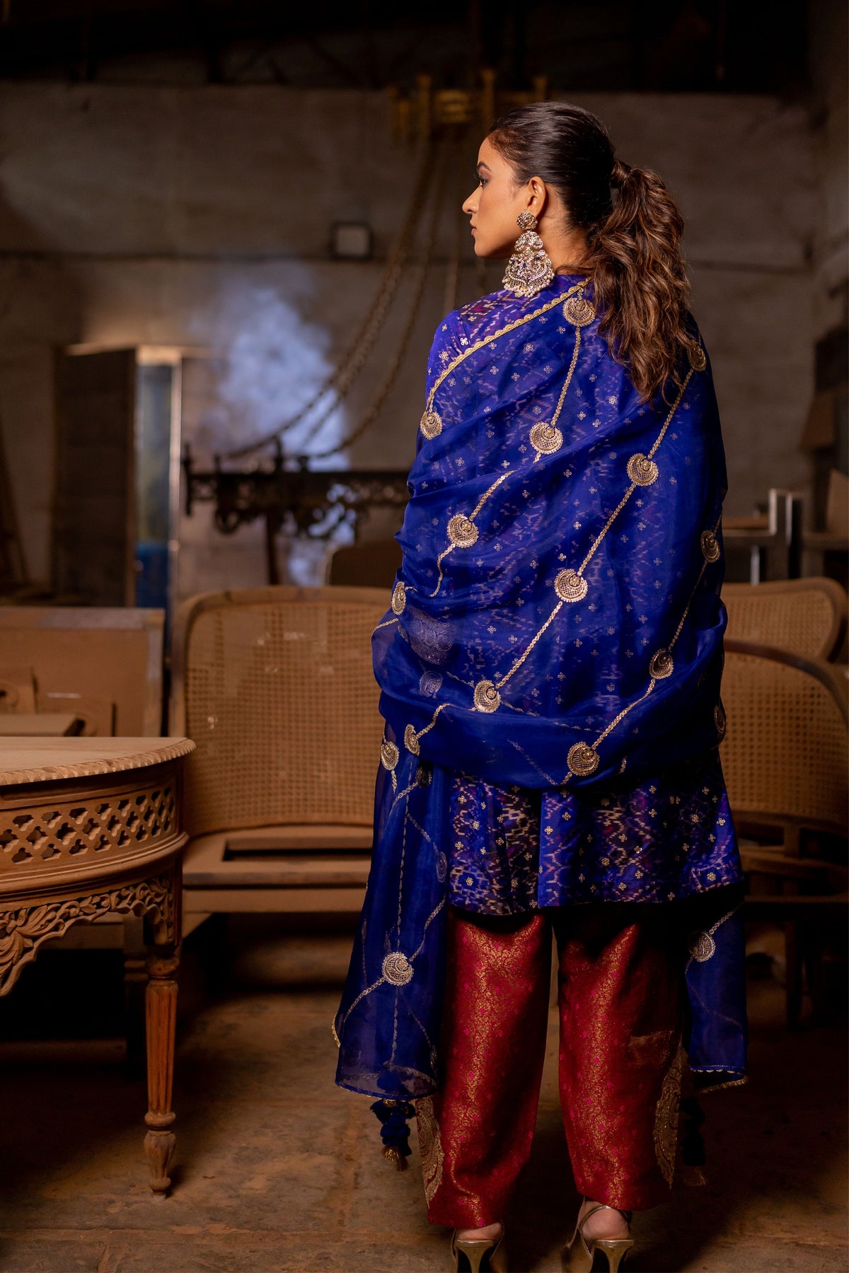 Blue Short Kurta With Salwar