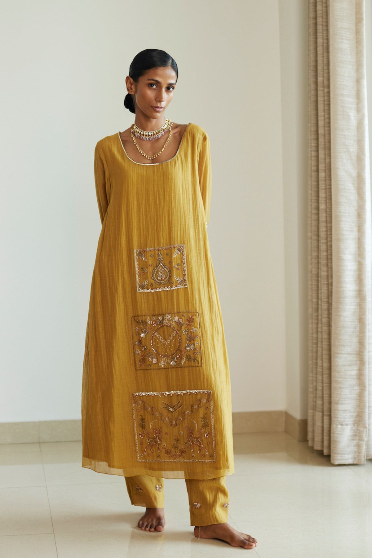 Yellow Akaari Kurta Set