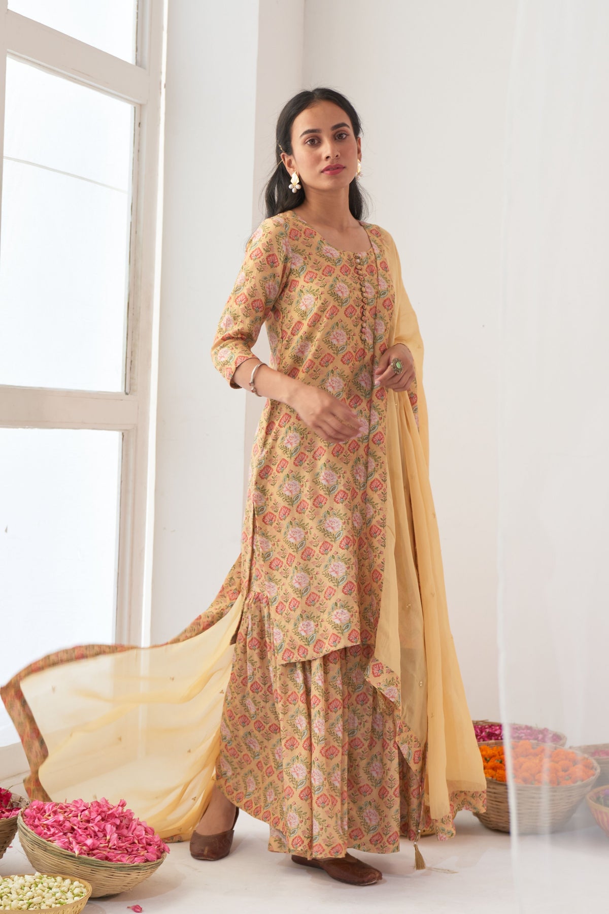 Yellow Peony Sharara Set